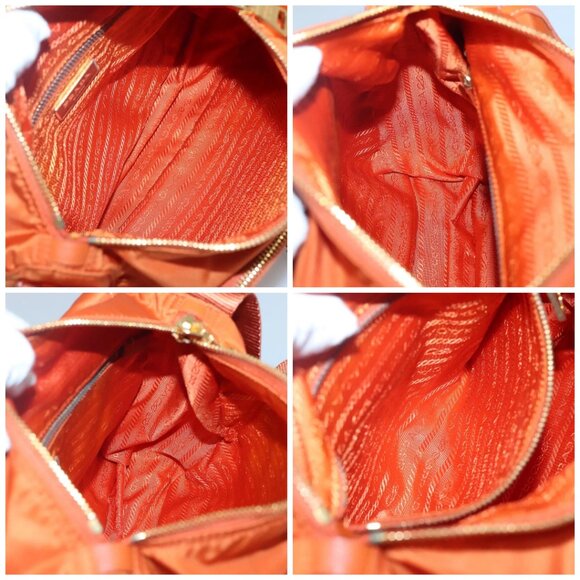 PRADA Shoulder Bag Nylon Orange Gold Auth 123505 - Picture 15 of 16